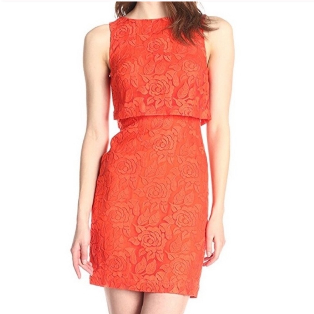 Nicole Miller Artelier red/orange lace dress